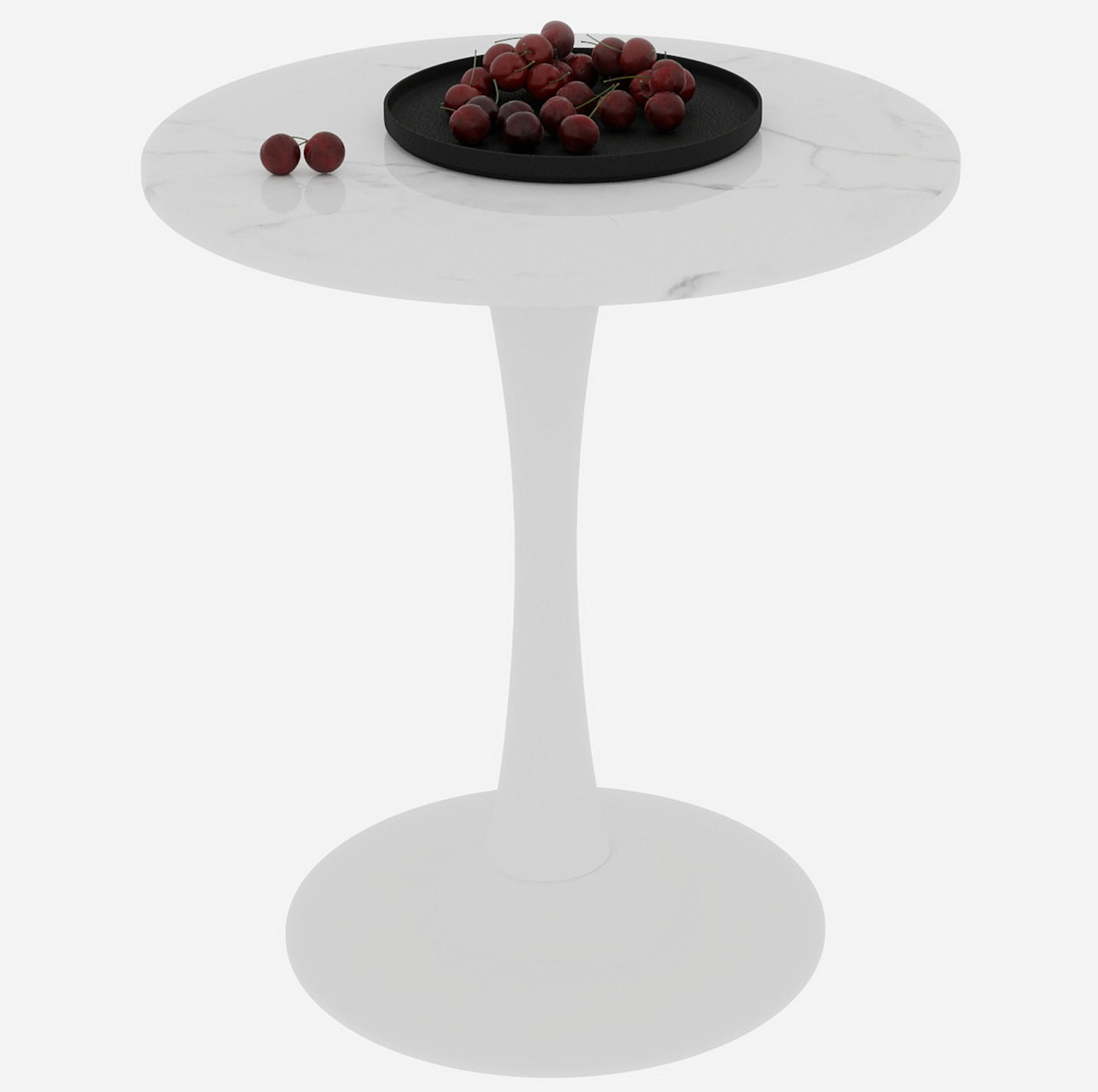 ODKLÁDACÍ stolek z umělého mramoru, průměr 70 cm bílý - bílá, kámen (70/70/72cm) - BEAOK