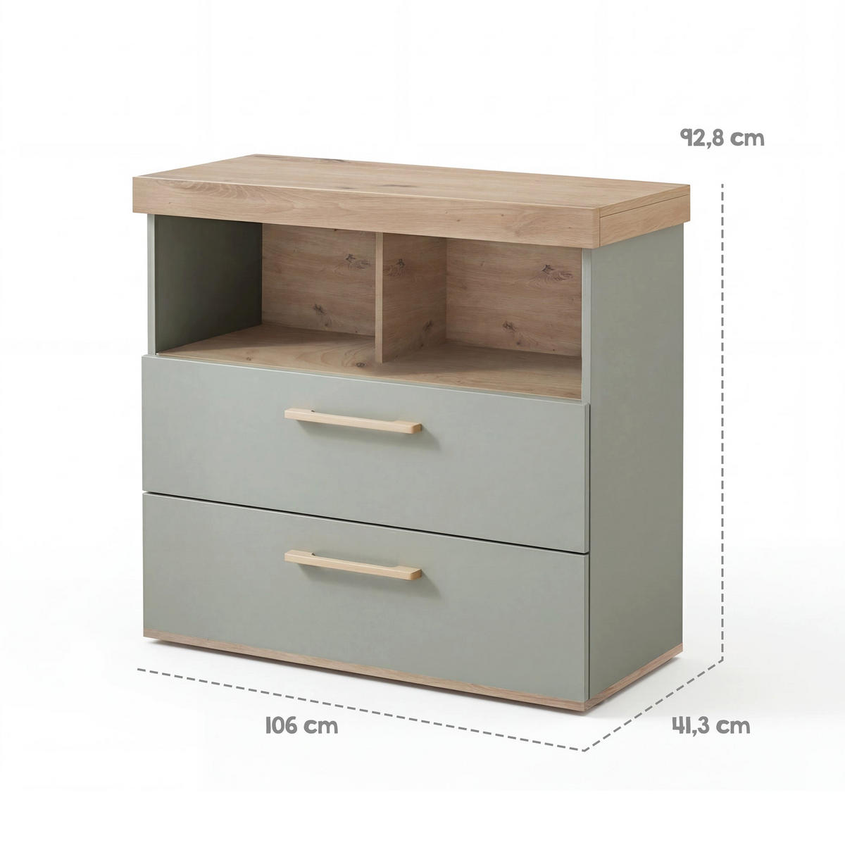 WICKELKOMMODE Jimmy Salbei - Salbeigrün, Holzwerkstoff (110/103/79cm) - Roba