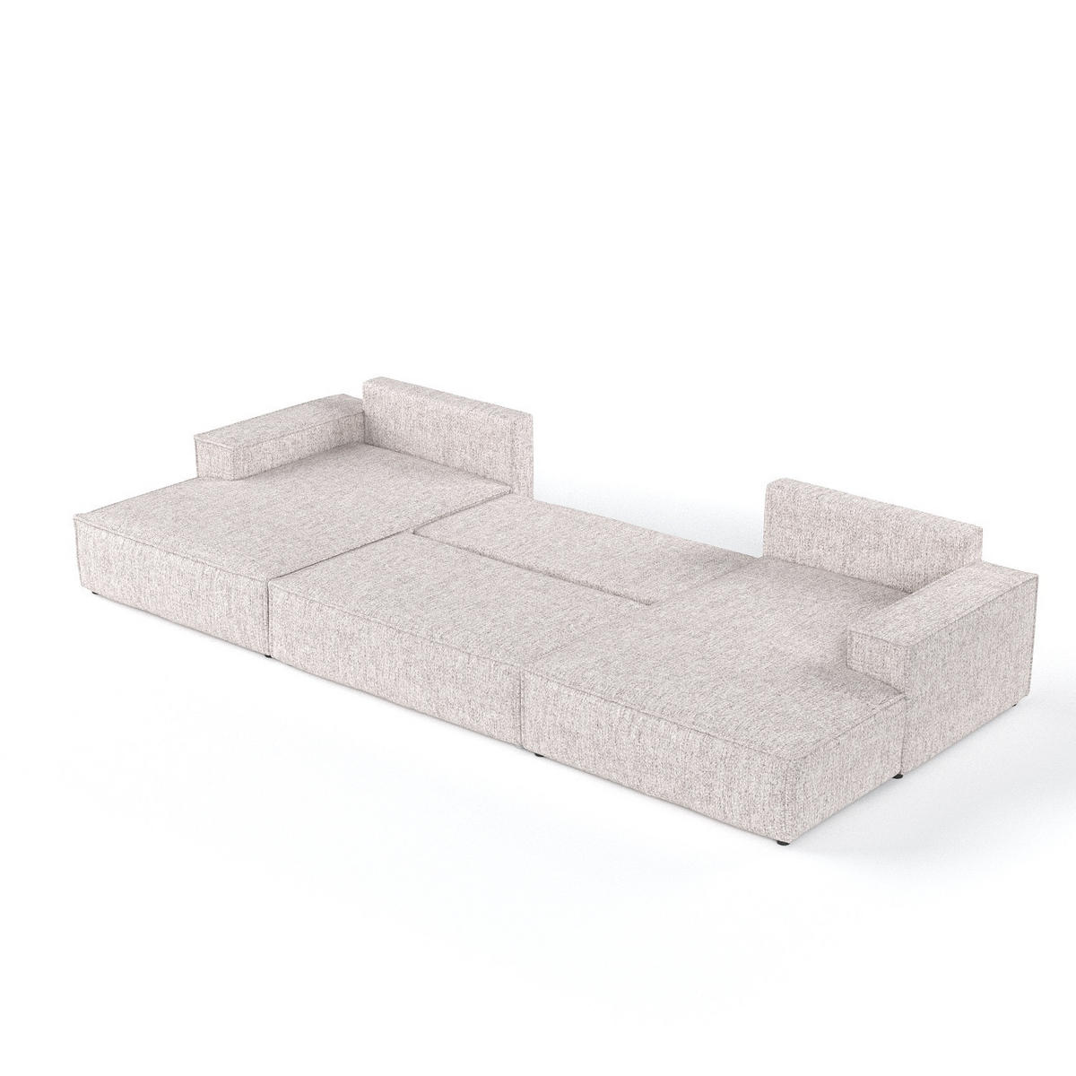 WOHNLANDSCHAFT NUBO mit Schlaffunktion Creme im Neve Stoff - Beige/Schwarz, Holz/Holzwerkstoff (398/70/148cm) - AltaBeds