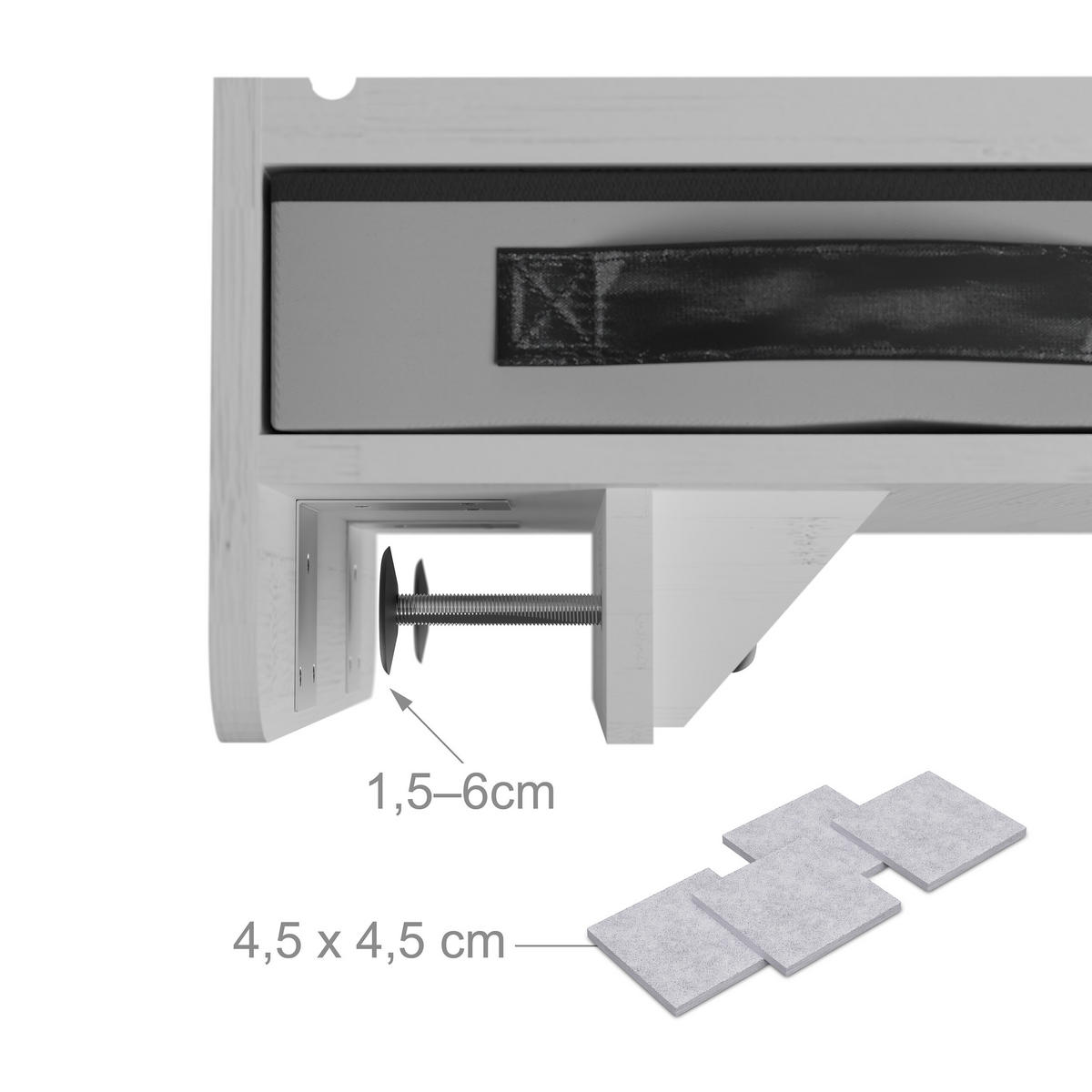 2XNACHTTISCH - Weiß, Holz/Textil (37/14/26.5cm) - Relaxdays