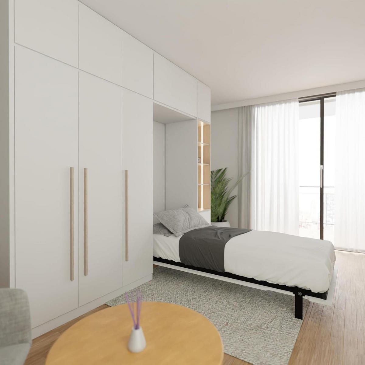 SCHRANKBETT Morphy Einbaubares 90x200 Vertikal - Weiß, Holz (90/200cm) - WallBedKing