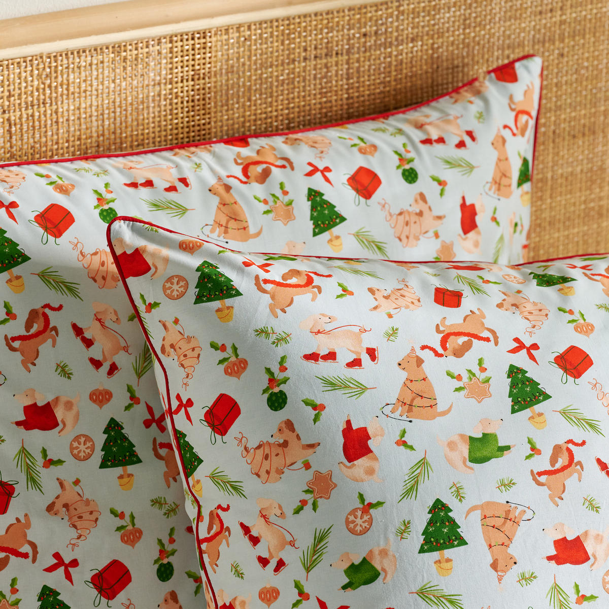 BETTWÄSCHE Satin DOGIMAS, 160x200 cm, Salbeigrün, Winter Weihnachten Bettbezug, Weihnachtsdeko, Christmas, Weihnachtsmotiv - Salbeigrün, Textil (160/200cm) - home&you