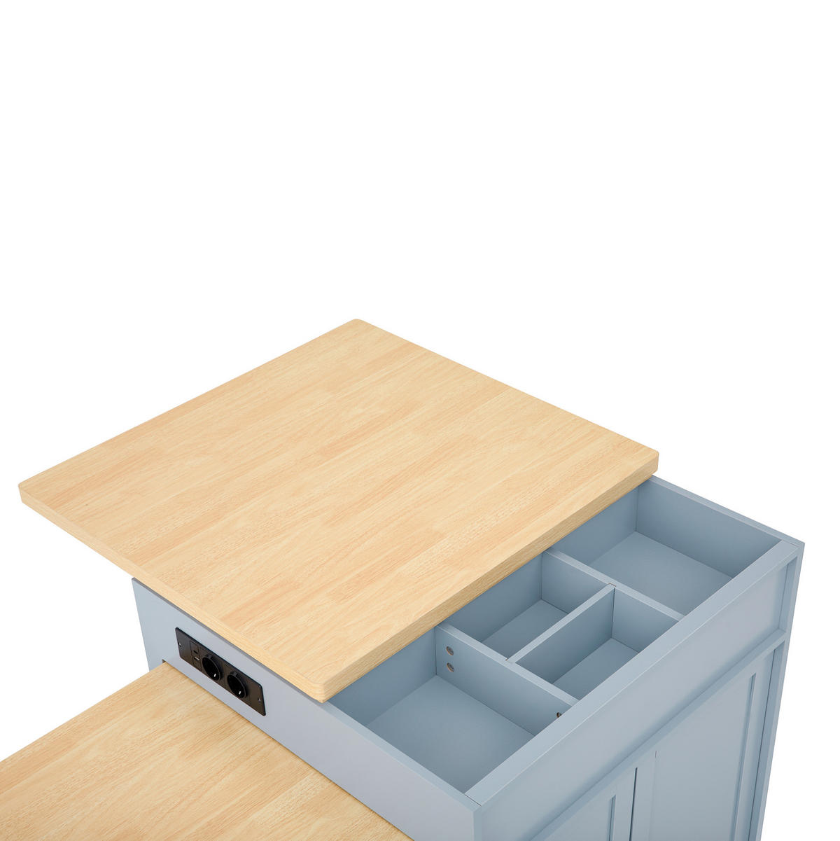 KÜCHENINSEL 125.5-187.5x71x93 cm Blau mit LED-Beleuchtung & Ladestation - Blau, Holzwerkstoff (187.5/93/71cm) - Modfu