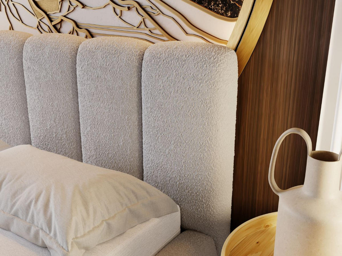 POLSTERBETT Cloud 160x200 Bouclé-Stoff Grau - Grau, Textil (160/200cm) - Graingold