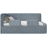 KINDERBETT Fanko Samt Blau 90x200 cm - Blau/Schwarz, Kunststoff/Textil (90/200cm) - Selsey