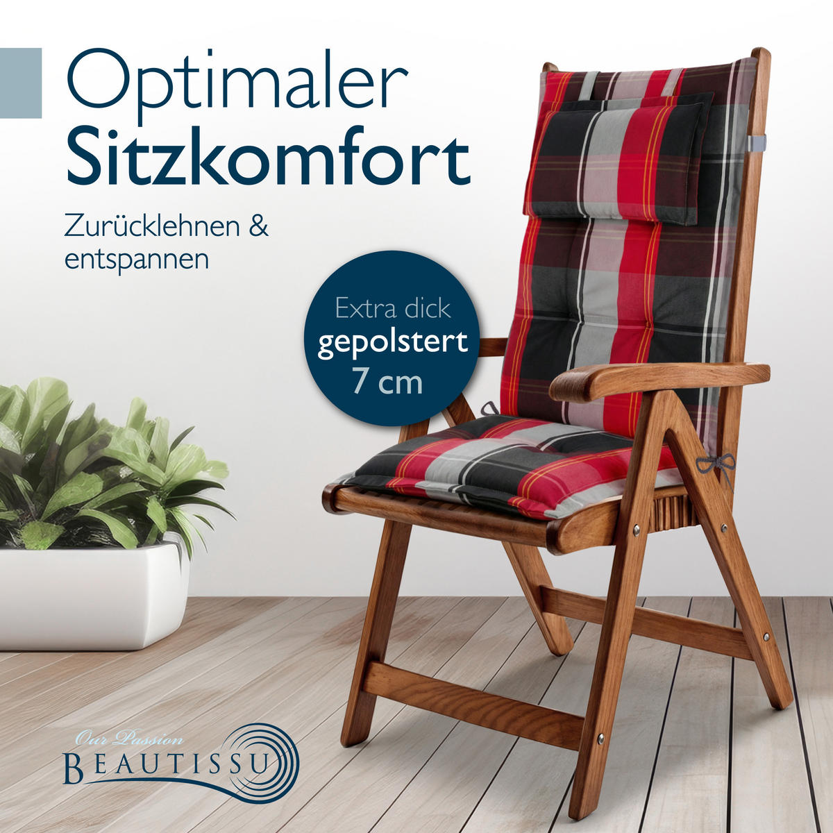 HOCHLEHNER Highlux HL 120x52x7cm Schwarz-Rot-Weiß-Kariert (7tlg) - Schwarz, Textil (52/120cm) - Beautissu 
