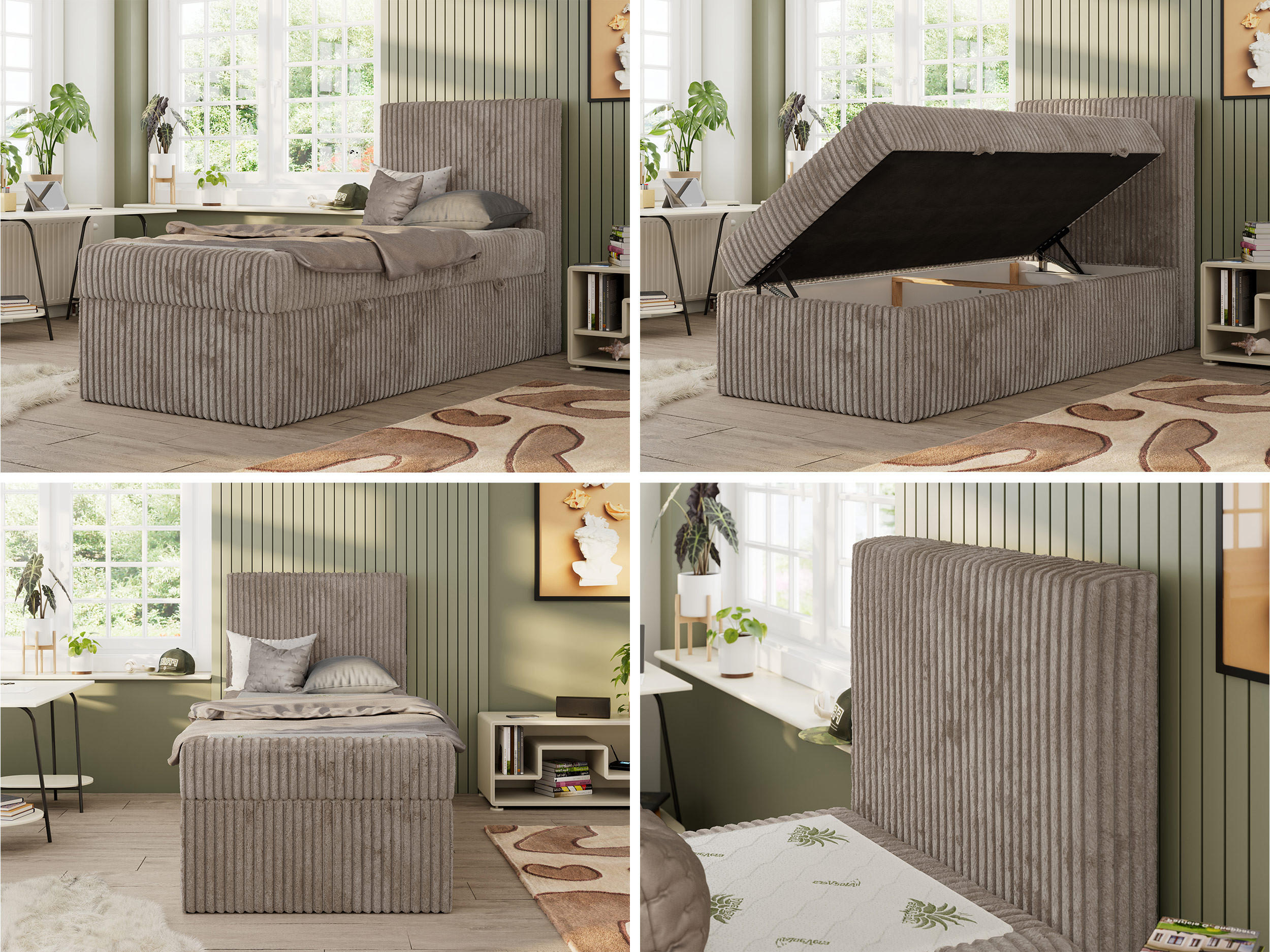 Thumbnail - MKS Jugendbett, Hellbraun, Textil, 1-Sitzer, Rechteckig, 90x200 cm, Oeko-Tex®, Kinder- & Jugendzimmer, Jugendmöbel, Juge...