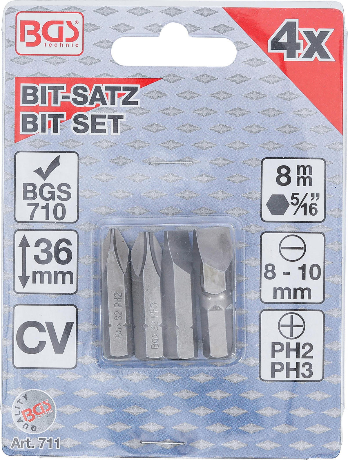 HAND-SCHLAGSCHRAUBER-BITS | FÜR ART. 710 - Multicolor, Kunststoff/Metall (1/1cm) - BGS technic