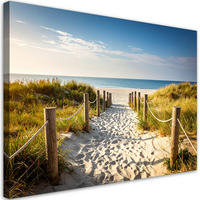 LEINWANDBILD Weg zum Strand Meereslandschaft 120x80cm - Blau, Textil (120/80cm) - Feeby