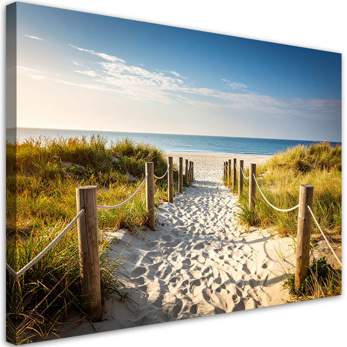 LEINWANDBILD Weg zum Strand Meereslandschaft 120x80cm - Blau, Textil (120/80cm) - Feeby