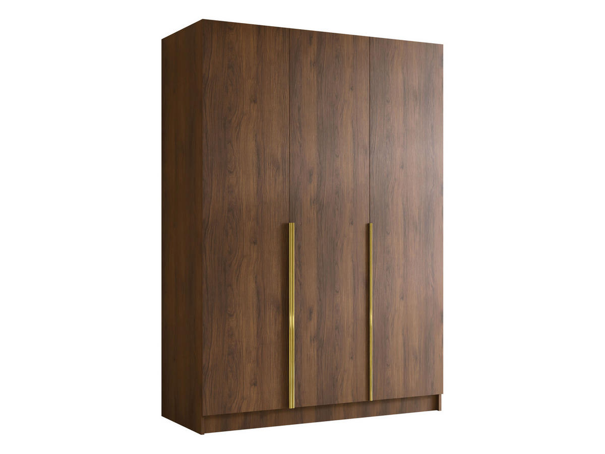 KLEIDERSCHRANK Calia I - Goldfarben/Nussbaumfarben, Holzwerkstoff/Metall (150/215/58cm) - MIRJAN24