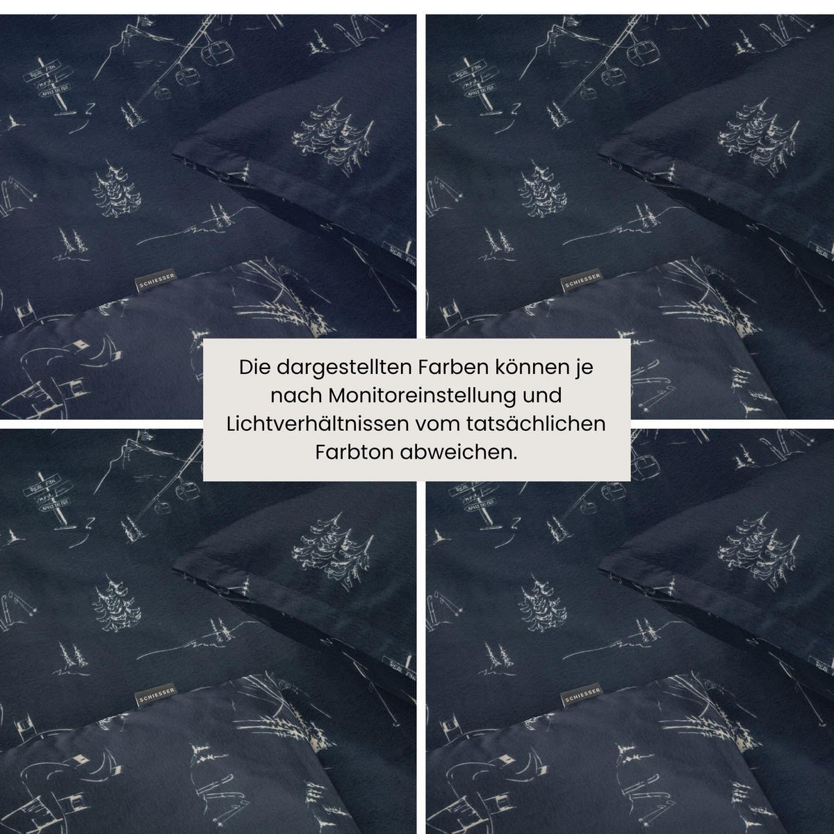 BETTWÄSCHESET Skiing - Feinbiber - 2-teilig - 135x200 cm - Dunkelblau - Dunkelblau, Textil (135/200cm) - SCHIESSER