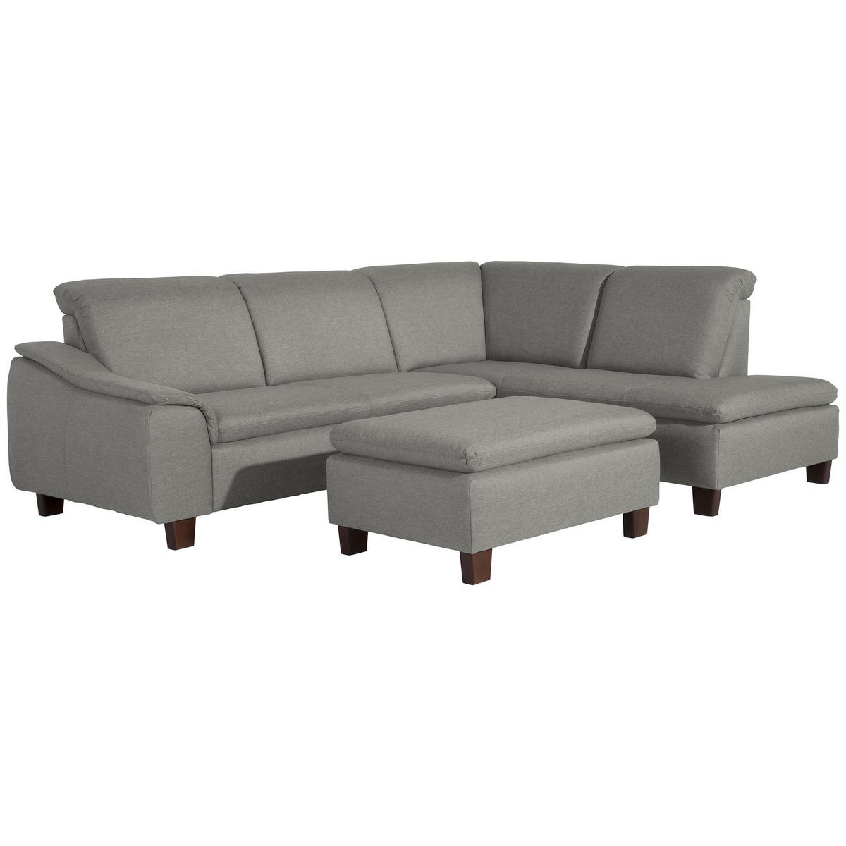 ECKSOFA mit Ottomane rechts Kaylil Flachgewebe hellgrau - Hellgrau, Kunststoff (187/247cm) - 58aufmkessel