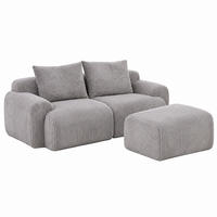 SOFA modular 2-Sitzer mit Hockern 200 x 174 cm Cord Hellgrau - Hellgrau, Kunststoff (174/200cm) - Meubliv