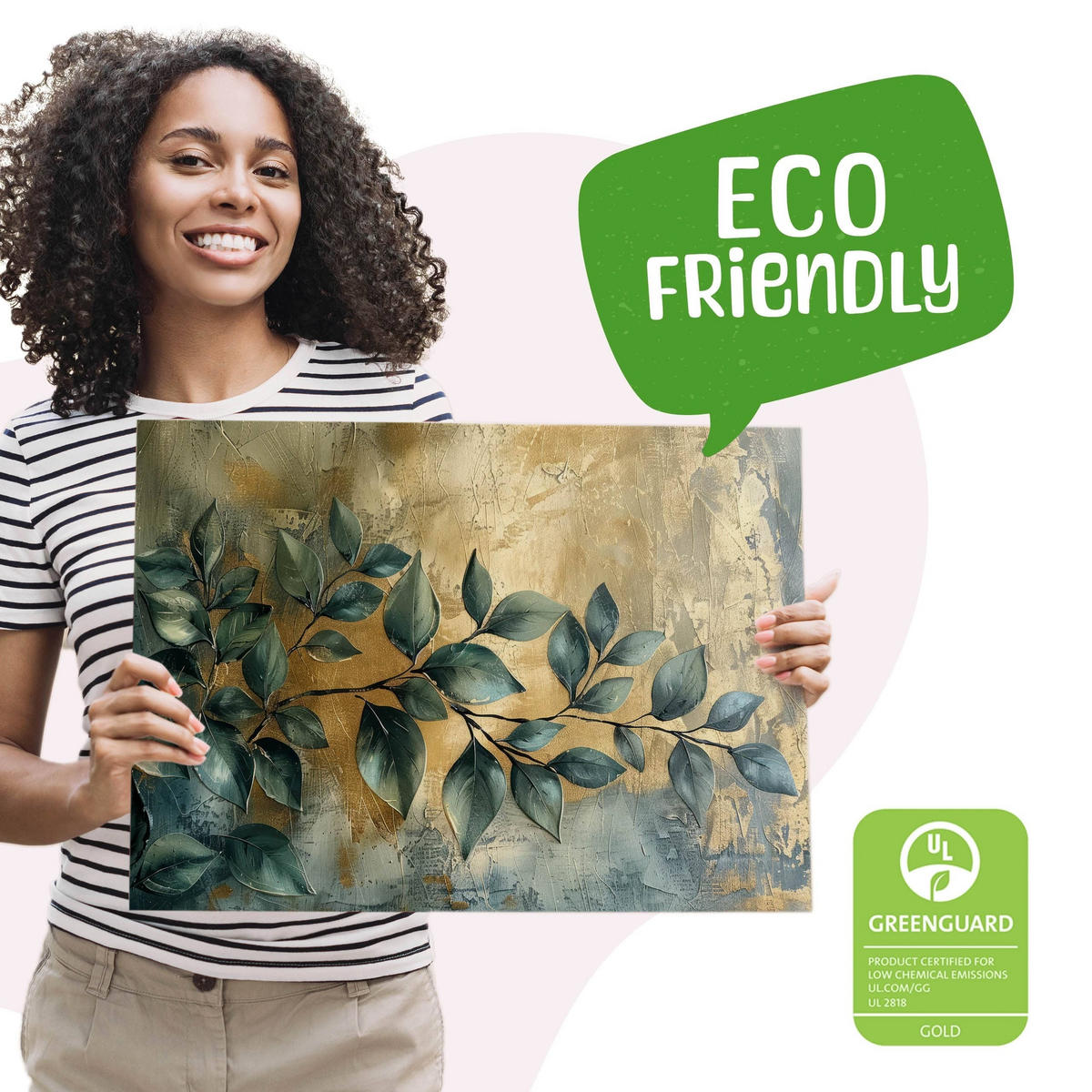 LEINWANDBILD Blätter Pflanzen Malarei Abstraktion 30x20 cm - Beige/Grau, Textil (30/20cm) - Muralo