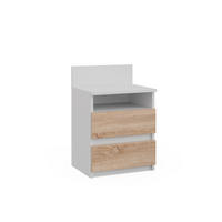 NACHTTISCH Monty Weiß/Sonoma 32.3 x 59.1 cm mit 2 Schubladen - Weiß/Sonoma Eiche, Holzwerkstoff (32.3/59.1/39.6cm) - Vicco