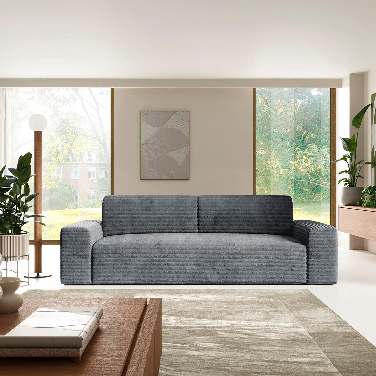 POHOVKA Fabio 3MÍSTNÁ Šedá - šedá, dřevo (260/82/102cm) - Petits-meubles