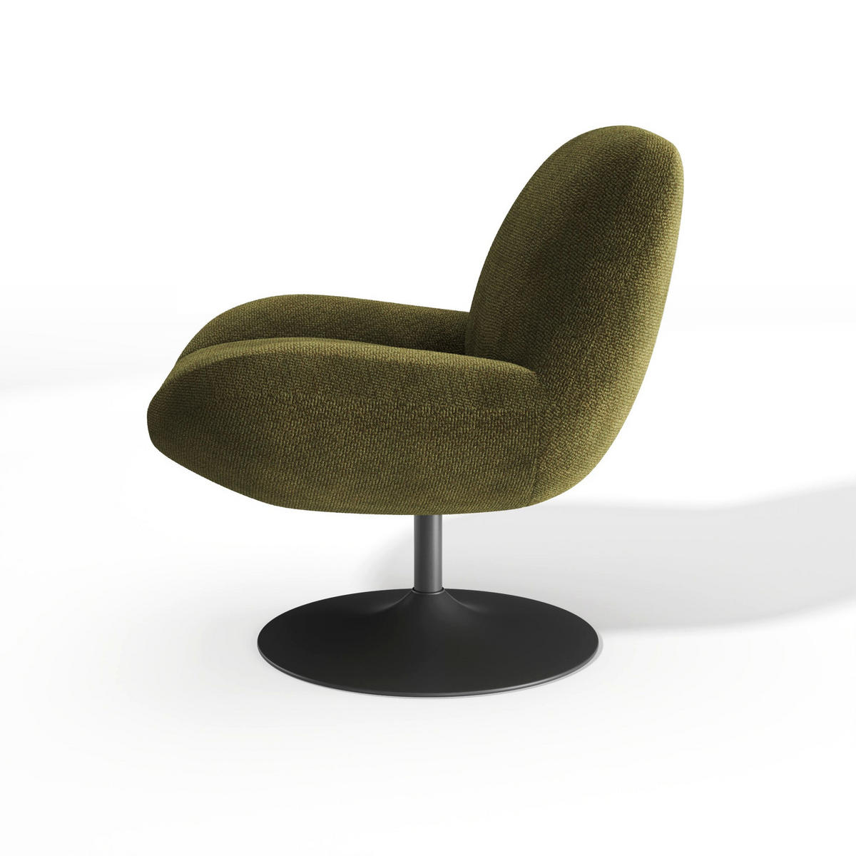 DREHSESSEL RETRO Bouclé-Samt Vintage-Grün 71cm - Dunkelgrün/Grün, Textil (71/80/76cm) - Premium Interiors
