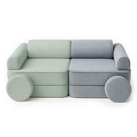 MODULARES Kindersofa 8 Elemente zweifarbig - Blau, Textil (120/50/60cm) - Bees & Blooms