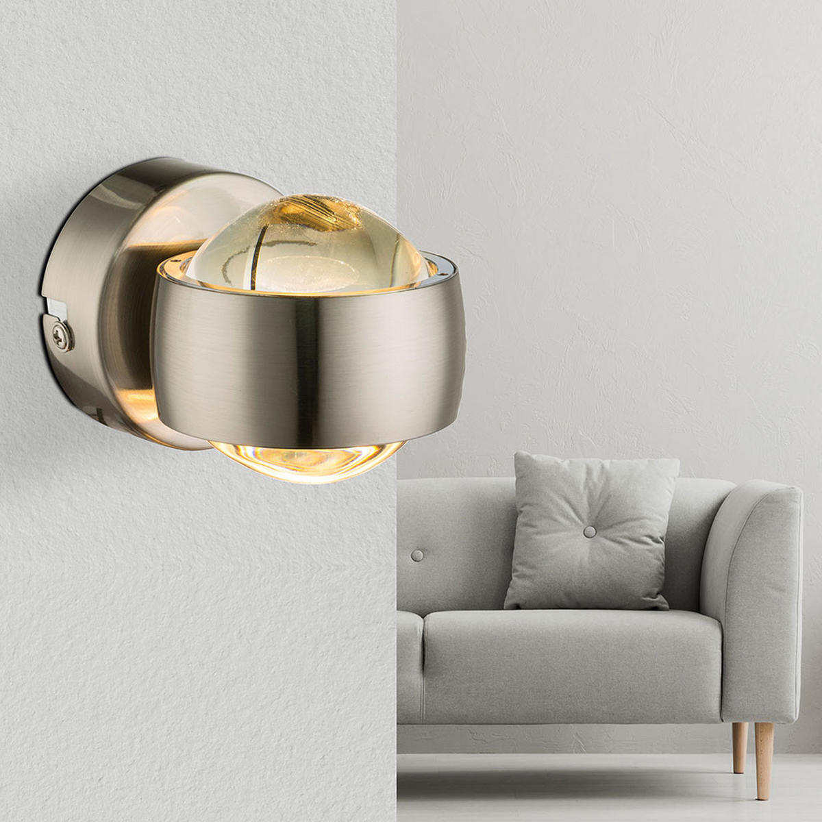 LED WANDLEUCHTE Randi Silber Glas - Silberfarben, Glas (7.5/10/10cm) - Globo Lighting