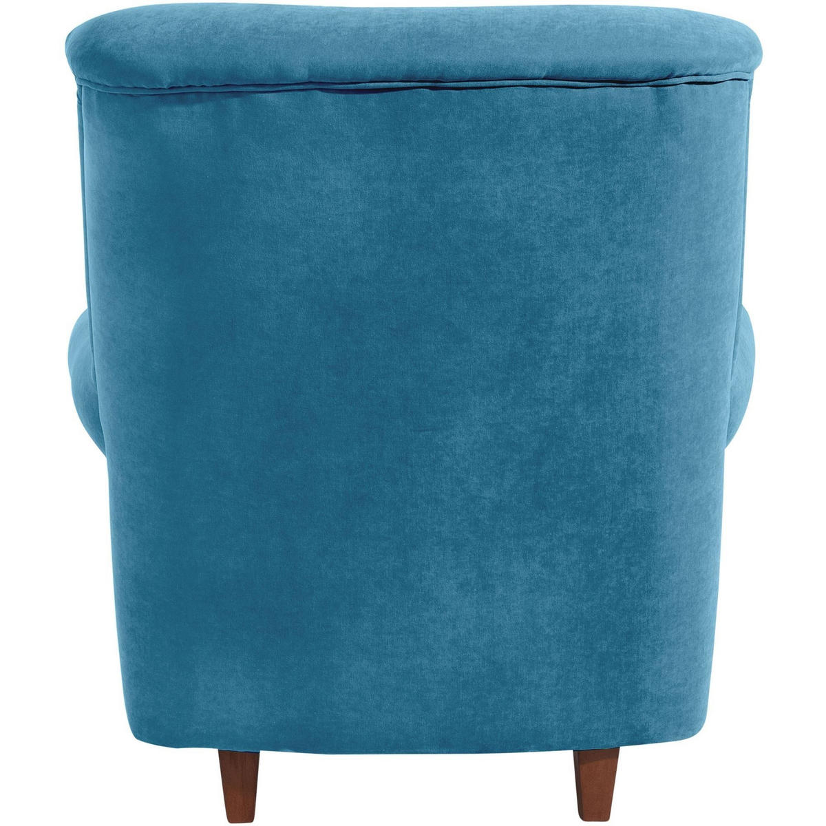 HOCHLEHNSESSEL Katrin Bezug Veloursstoff Buche nussbaum dunkel / petrol - Blau, Kunststoff (91/98/90cm) - 58aufmkessel