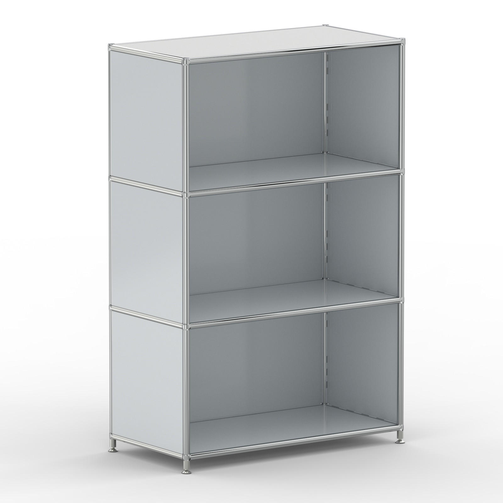 AKTENSCHRANK Büro, 3 offene Fächer, Breite 77 cm, Lichtgrau - Chromfarben/Hellgrau, Metall (40/118/77.2cm) - Versee