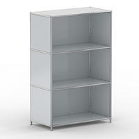 AKTENSCHRANK Büro, 3 offene Fächer, Breite 77 cm, Lichtgrau - Chromfarben/Hellgrau, Metall (40/118/77.2cm) - Versee