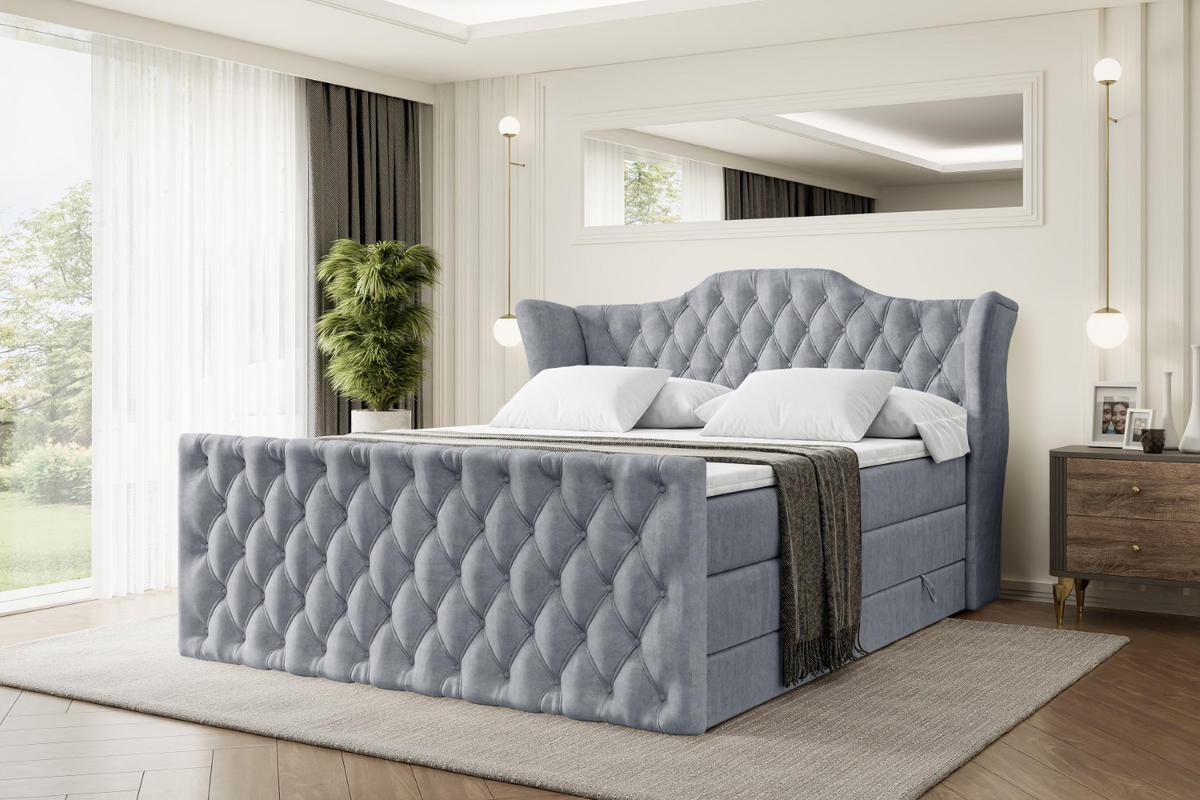 BOXSPRINGBETT VILA-Z KING - 180x200 - H3/H4 - Grau - Grau, Holzwerkstoff (180/200cm) - ALTDECOR