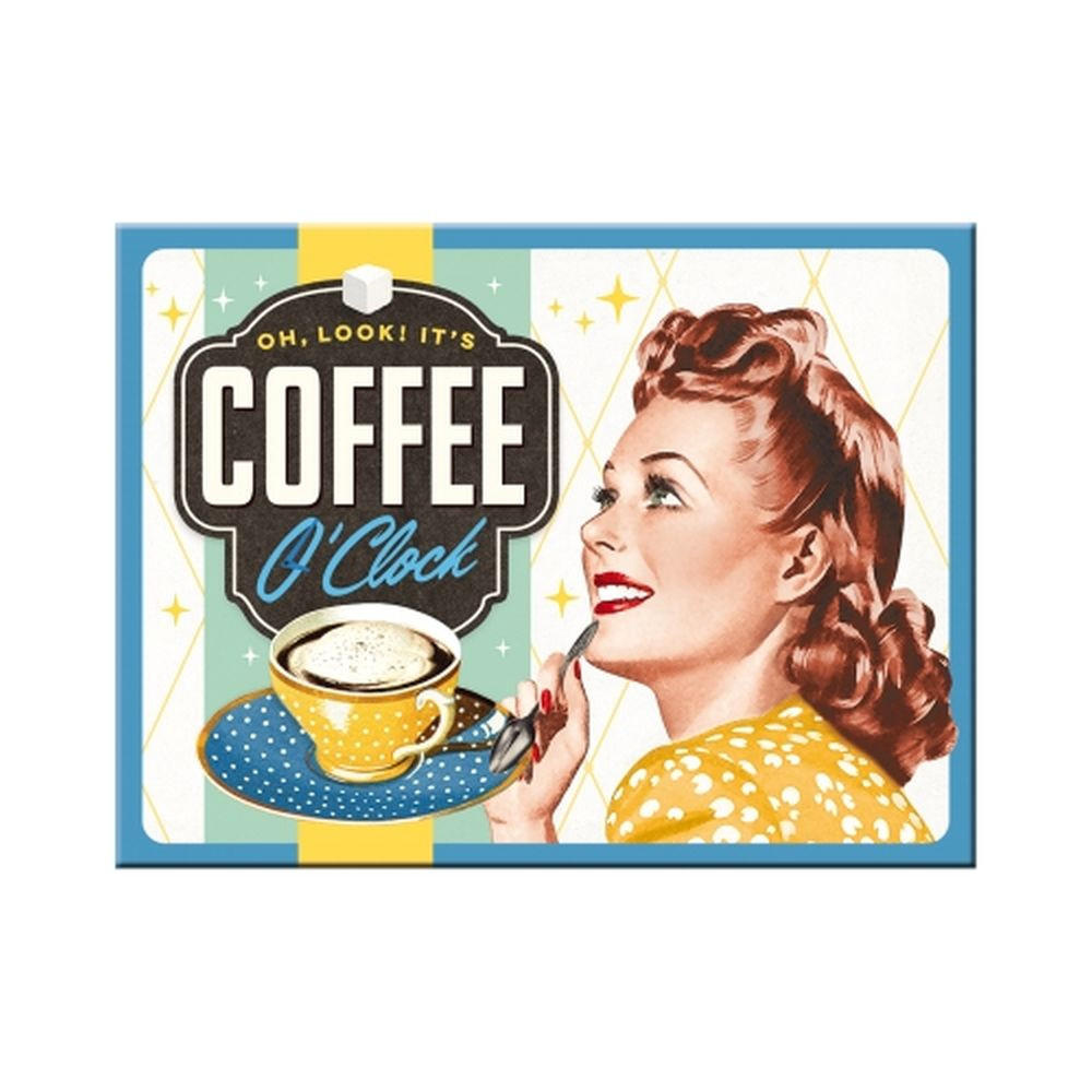 MAGNET 6/8 cm Say it 50's Coffee O' Clock - Multicolor, Metall (8/6/0.1cm) - Nostalgic-Art