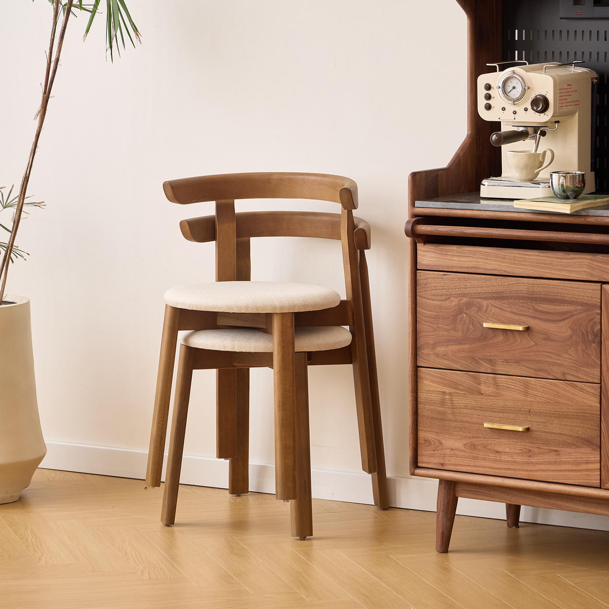 STUHL 2er-Set dunklem Holz Beige - Braun, Holz (51/75/49cm) - Nordlys