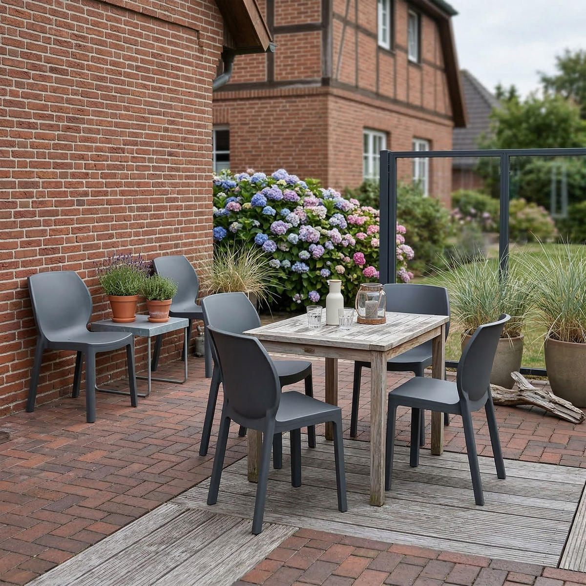 GARTENSTUHL 6 Kunststoff Dunkelgrau - Dunkelgrau, Kunststoff (58/80/59cm) - CLP