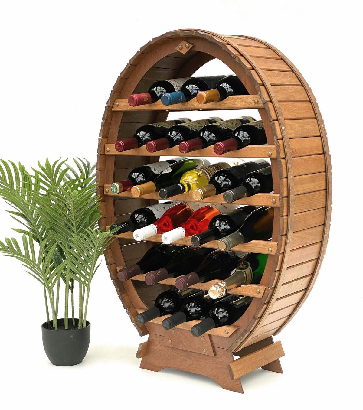 WEINREGAL Weinfass Stehend für 24 Flaschen Holz Braun - Braun, Holz (62/90/24cm) - DanDiBo