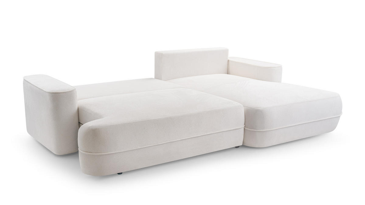 ECKCOUCH L Form Peoni Weiß 267/168/87 cm mit Schlaffunktion R - Schwarz/Weiß, Kunststoff/Textil (267/168cm) - AX Living