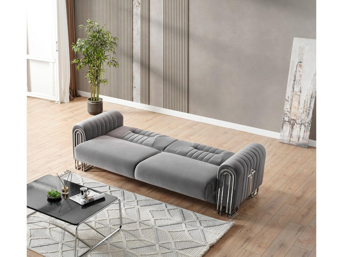 SITZGARNITUR Bogota, Grau Stellvariante 3+2+1 - Grau, Holzwerkstoff/Metall (240/87/98cm)