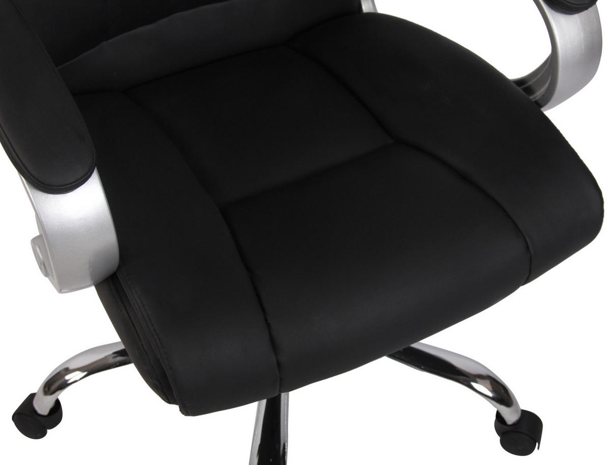 CHEFSESSEL Lederlook schwarz - Chromfarben/Schwarz, Textil/Metall (66/113/70cm) - CLP