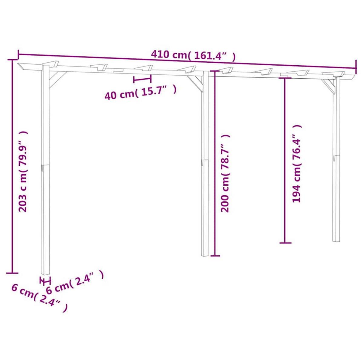 PERGOLA aus Holz LURV | 4x2m Kiefernholz | Rankhilfe Pergola - Grün, Holz (400/205/40cm) - DELUKE