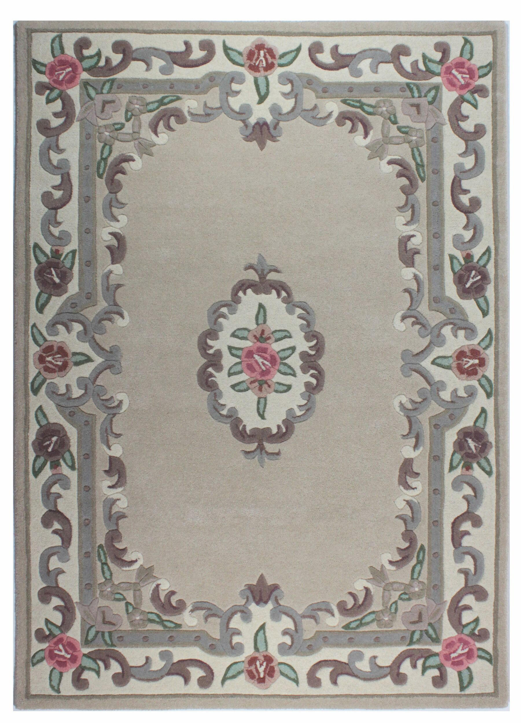 WOLLTEPPICH Aubusson-Muster handgeknüpft BEAULY, Braun-Beige 75x150 cm - Braun, Textil (75/150cm) - KADIMA DESIGN