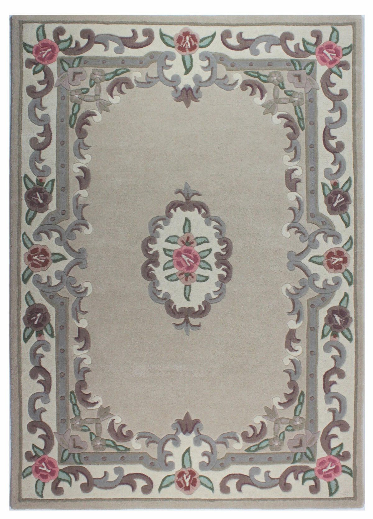 WOLLTEPPICH Aubusson-Muster handgeknüpft BEAULY, Braun-Beige 75x150 cm - Braun, Textil (75/150cm) - KADIMA DESIGN