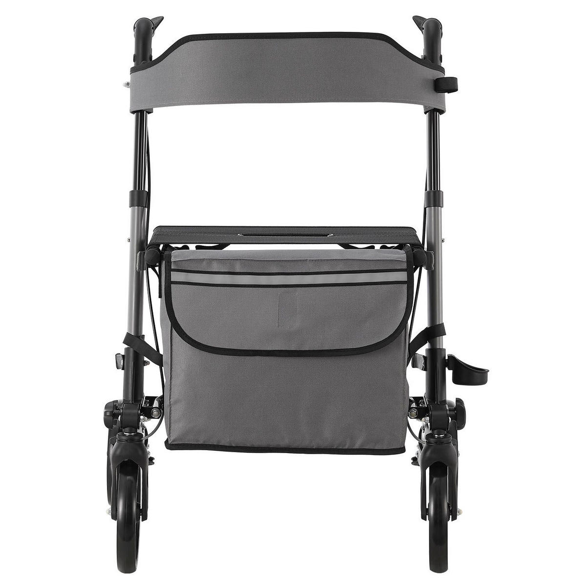 ROLLATOR Vital grau klappbar mit Sitzfläche & Einkaufstasche - Grau, Metall (63/80/68cm) - Juskys
