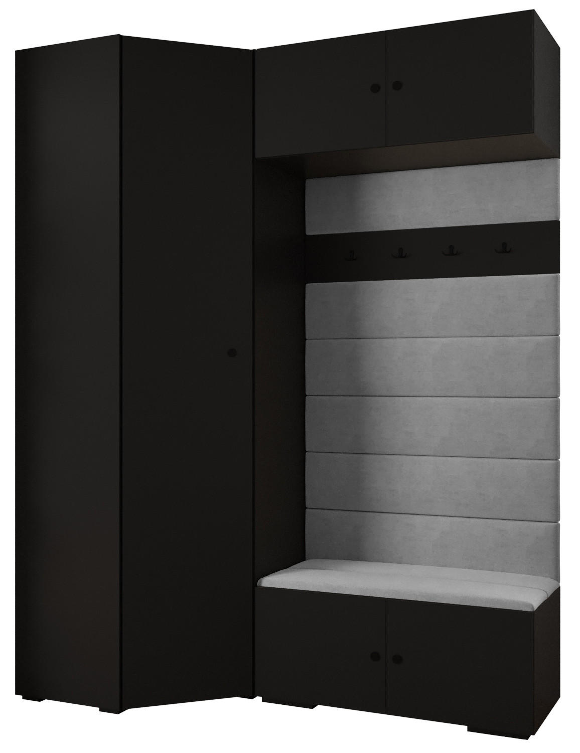 Abiks Möbel Garderoben-Set Schwarz, Grau, Schwarz 181.7x236.7x47 cm