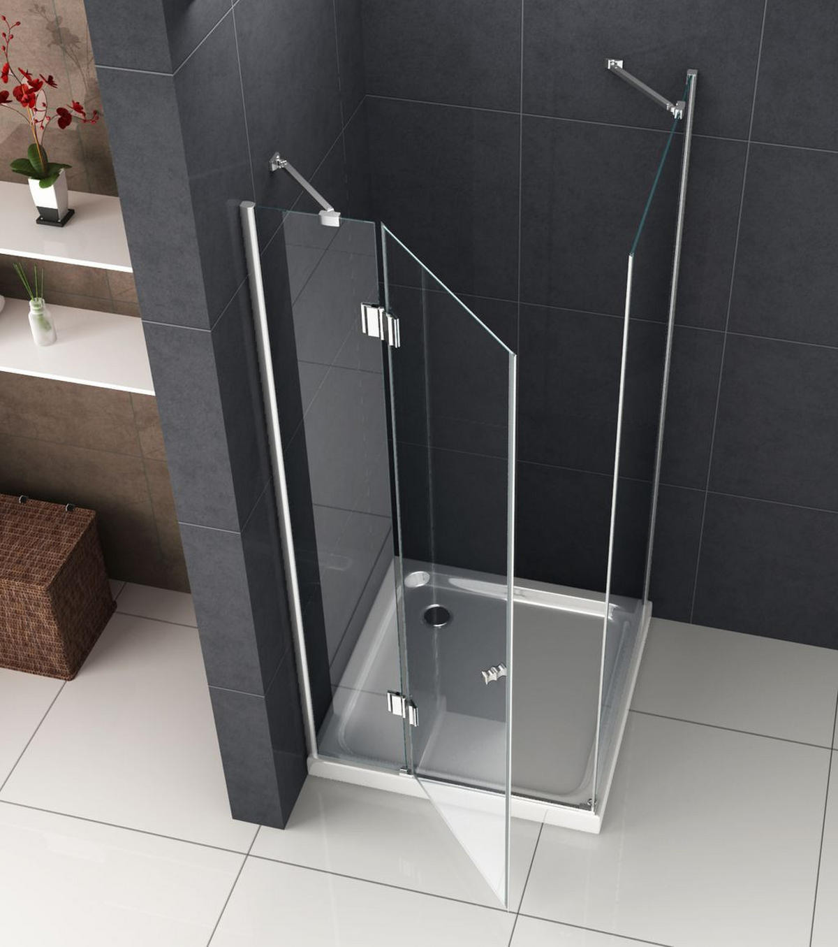 DUSCHKABINE RECREO Klar 80 x 80 x 190 cm 6 mm ESG - Klar, Glas (80/80/190cm) - Glasdeals
