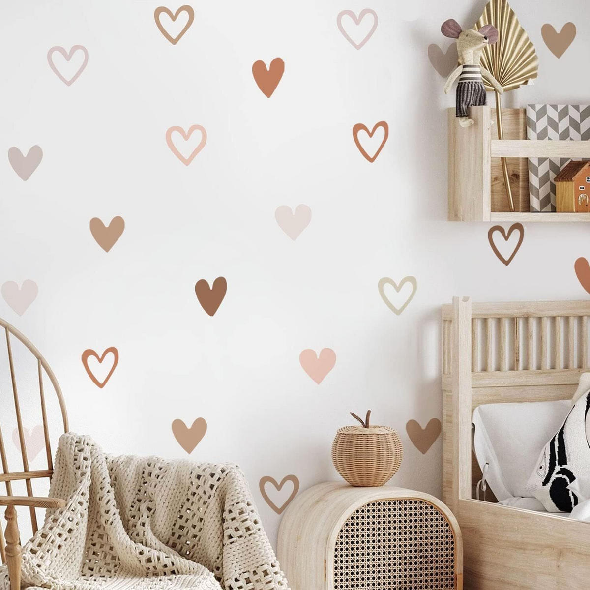 WANDAUFKLEBER Herzform, Boho Stil, Kinderzimmer Wohnzimmer - Weiß, Kunststoff (21/1/15cm) - Authentics
