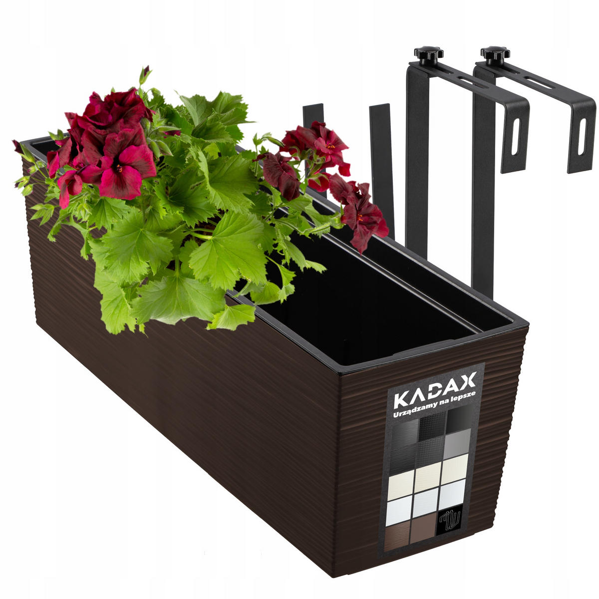 BALKONBLUMENTOPF mit Einsatz und 2 Griffe 56 cm, Mokka - Mokka, Kunststoff (18/56cm) - KADAX