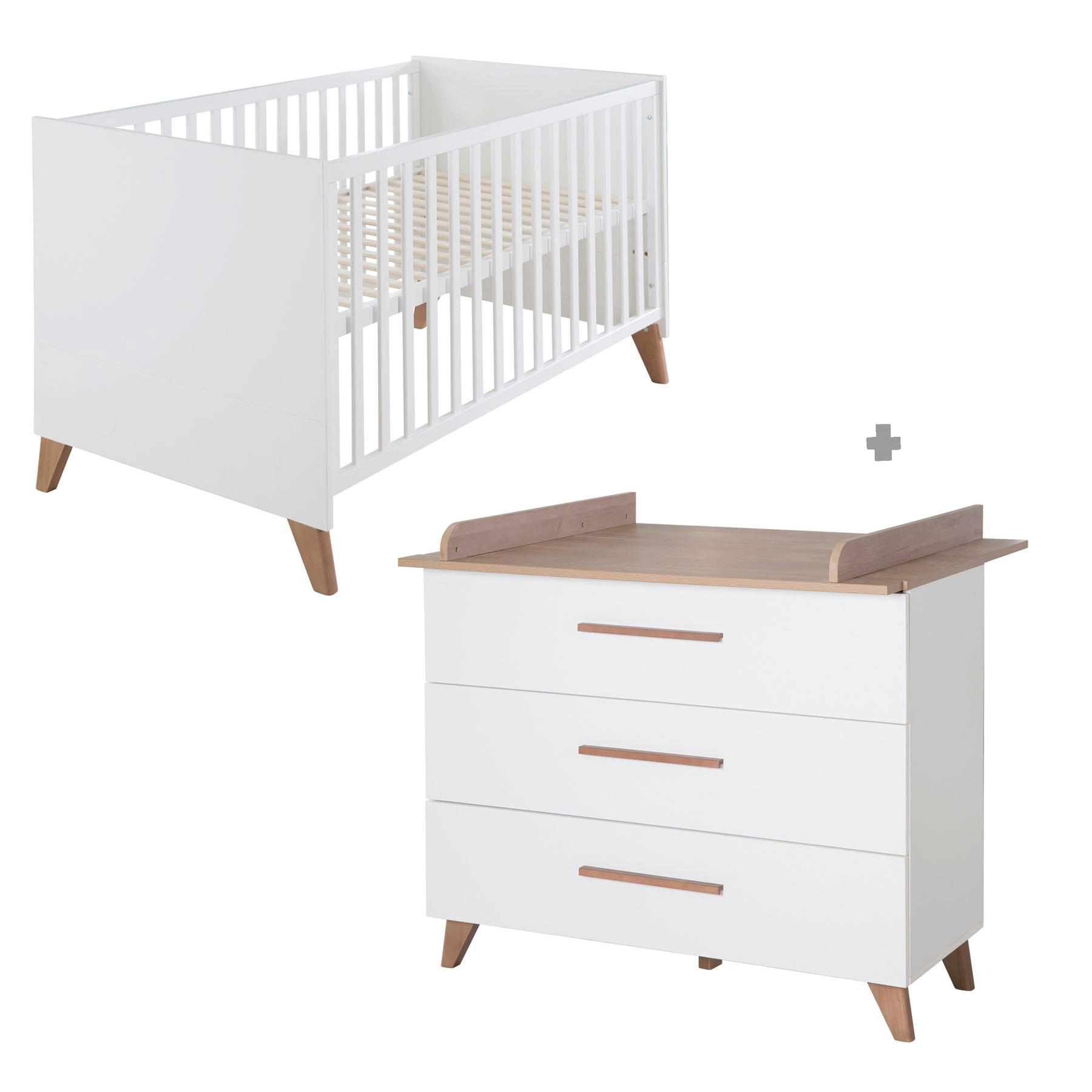 BABYZIMMER Ole 2-teilig - Weiß, Holzwerkstoff (110/98/142cm) - Roba
