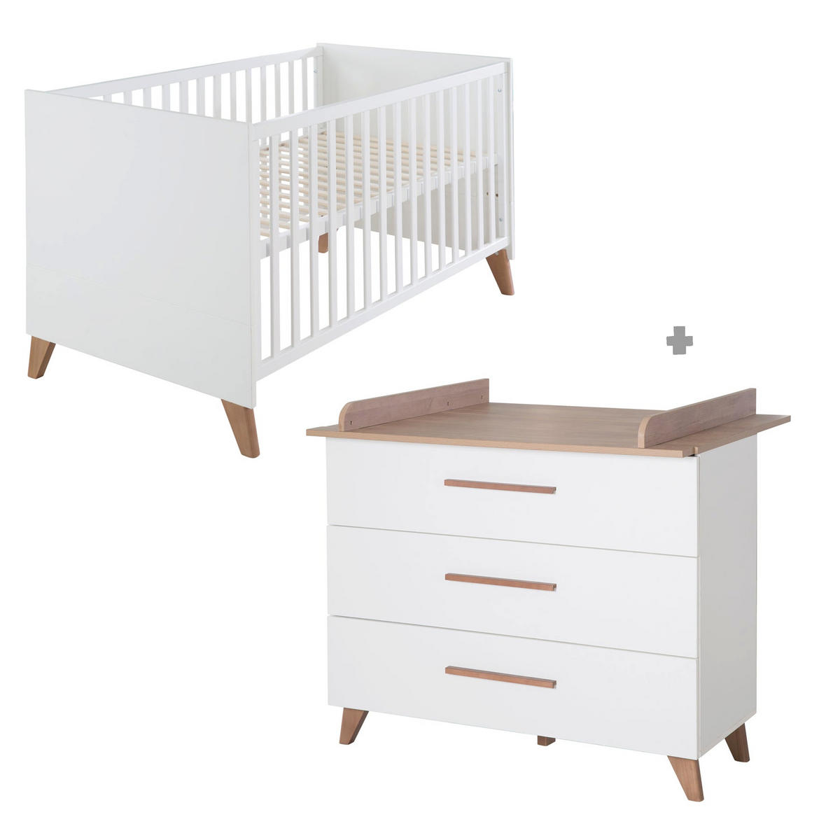 BABYZIMMER Ole 2-teilig - Weiß, Holzwerkstoff (110/98/142cm) - Roba