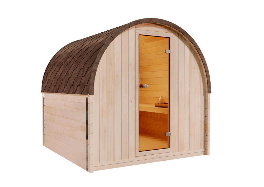 FASSSAUNA Holz ScandiPod Comfort - Naturfarben, Holz (210/210/226cm) - FinnTherm