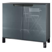 KOMMODE Sylt Grau Hochglanz - Grau, Holzwerkstoff (92.5/84.5/35cm) - Vladon