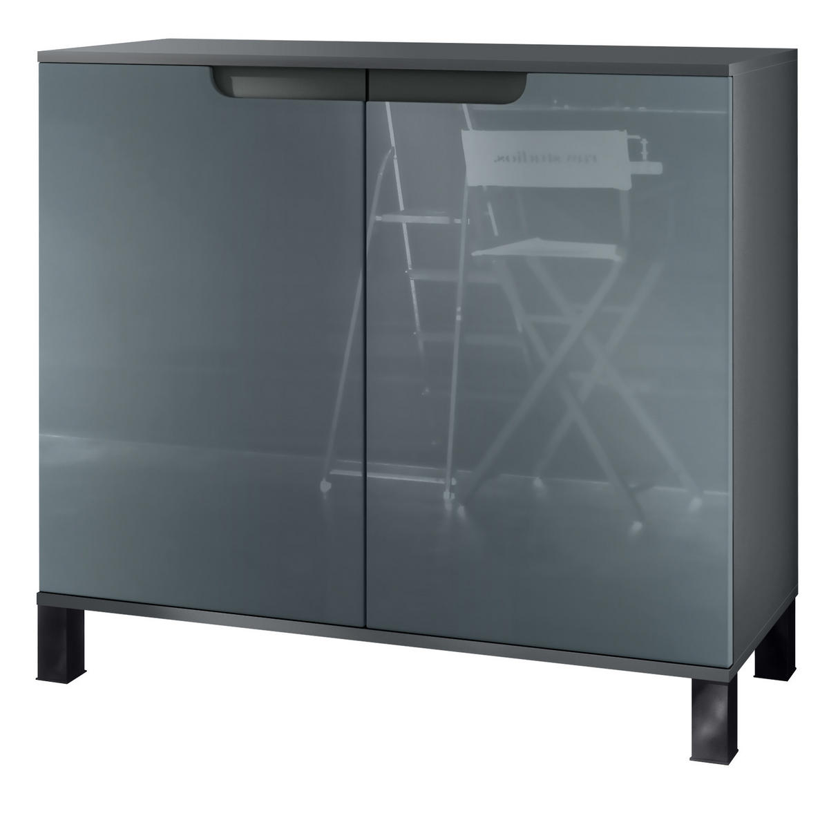 KOMMODE Sylt Grau Hochglanz - Grau, Holzwerkstoff (92.5/84.5/35cm) - Vladon