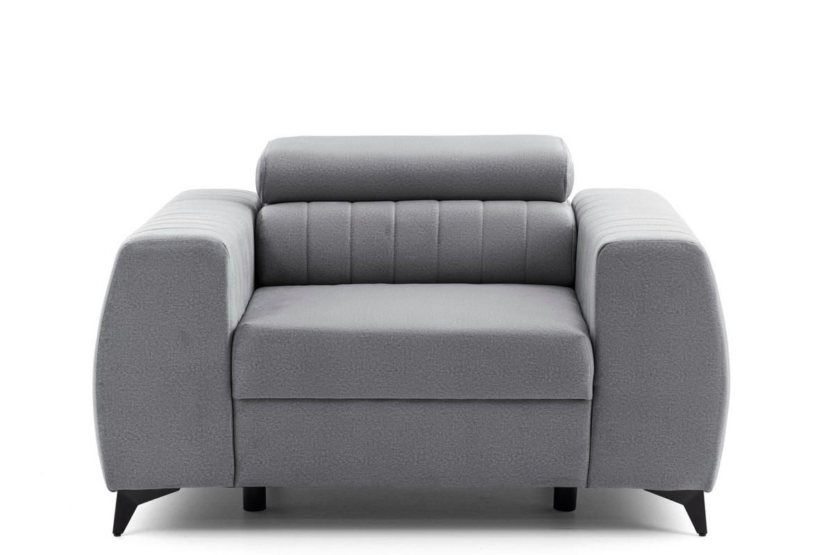 SESSEL PIERO mit verstellbare Kopfstütze Velours Grau - Schwarz/Grau, Holz/Textil (130/90/100cm) - Muffo
