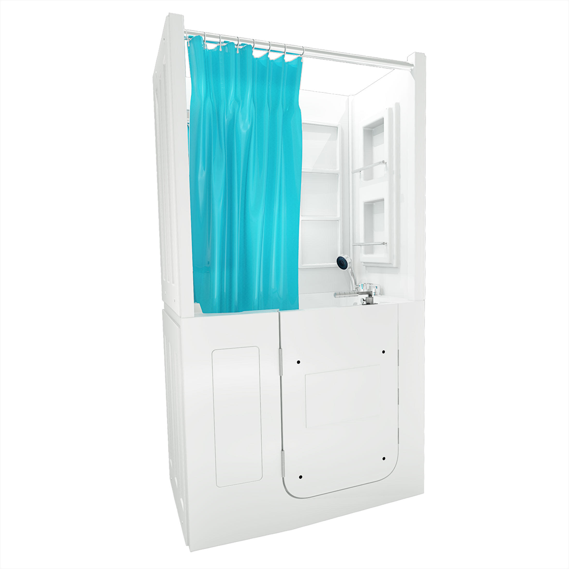 SENIOREN Dusche Sitzwanne Tür Seniorenwanne S08D-C-L - Weiß, Glas/Kunststoff (110/68/205cm) - AcquaVapore by Sandra Jentho